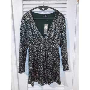 Black & Silver Sequin Mini Dress